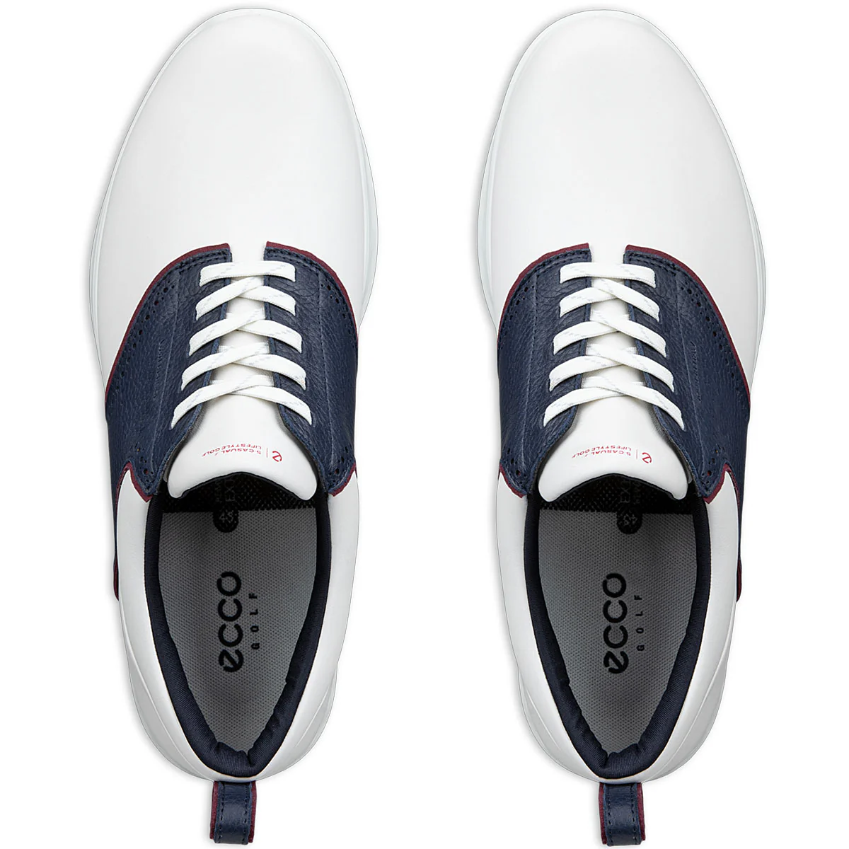Ecco S-Casual Saddle Golf Shoes White/Navy - Image 3