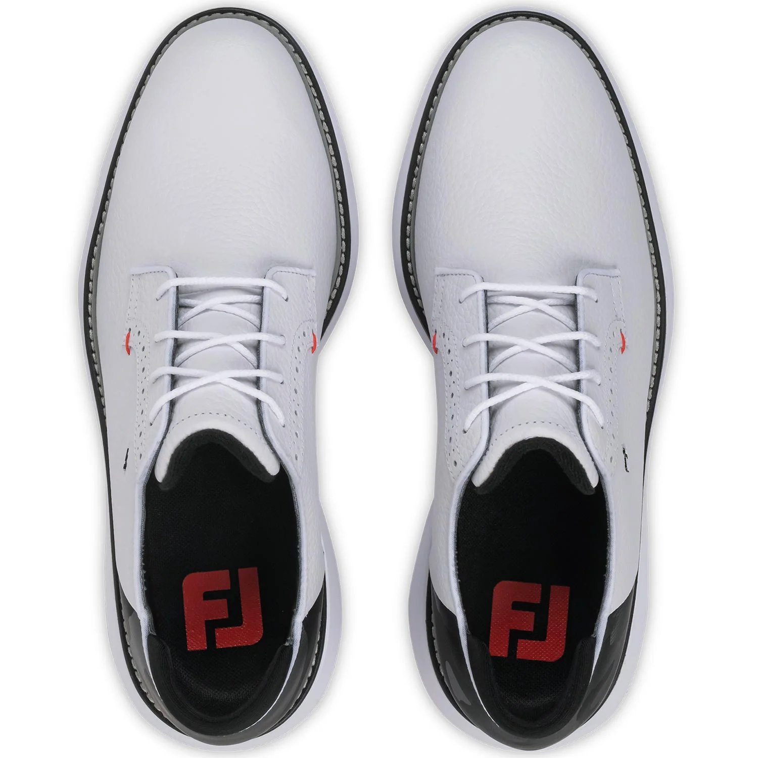 FootJoy FJ Traditions Blucher Golf Shoes White/Black Camo/Cherry Tomato - Image 7