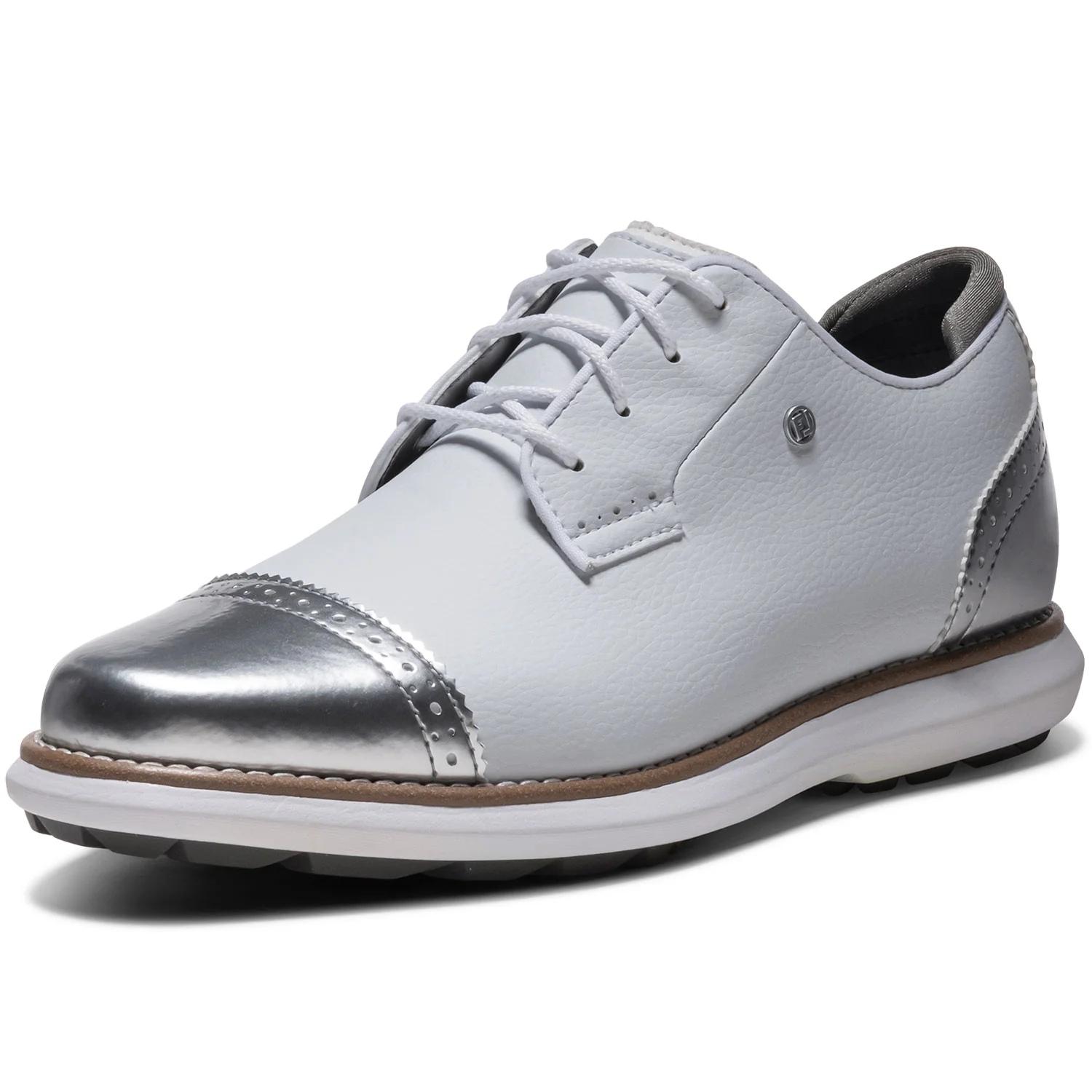 FootJoy Women's FJ Traditions SL Cap Toe Golf Shoes White/Platinum - Image 3
