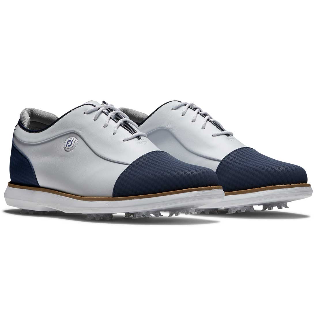 FootJoy Women's Traditions Cap Toe Golf Shoes Navy/White - Image 2