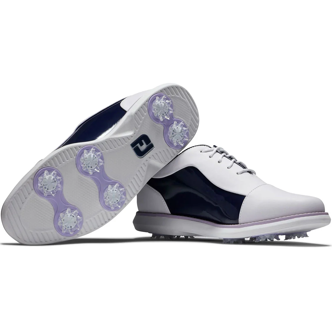 FootJoy Women's Traditions Cap Toe Golf Shoes White/Navy - Image 3
