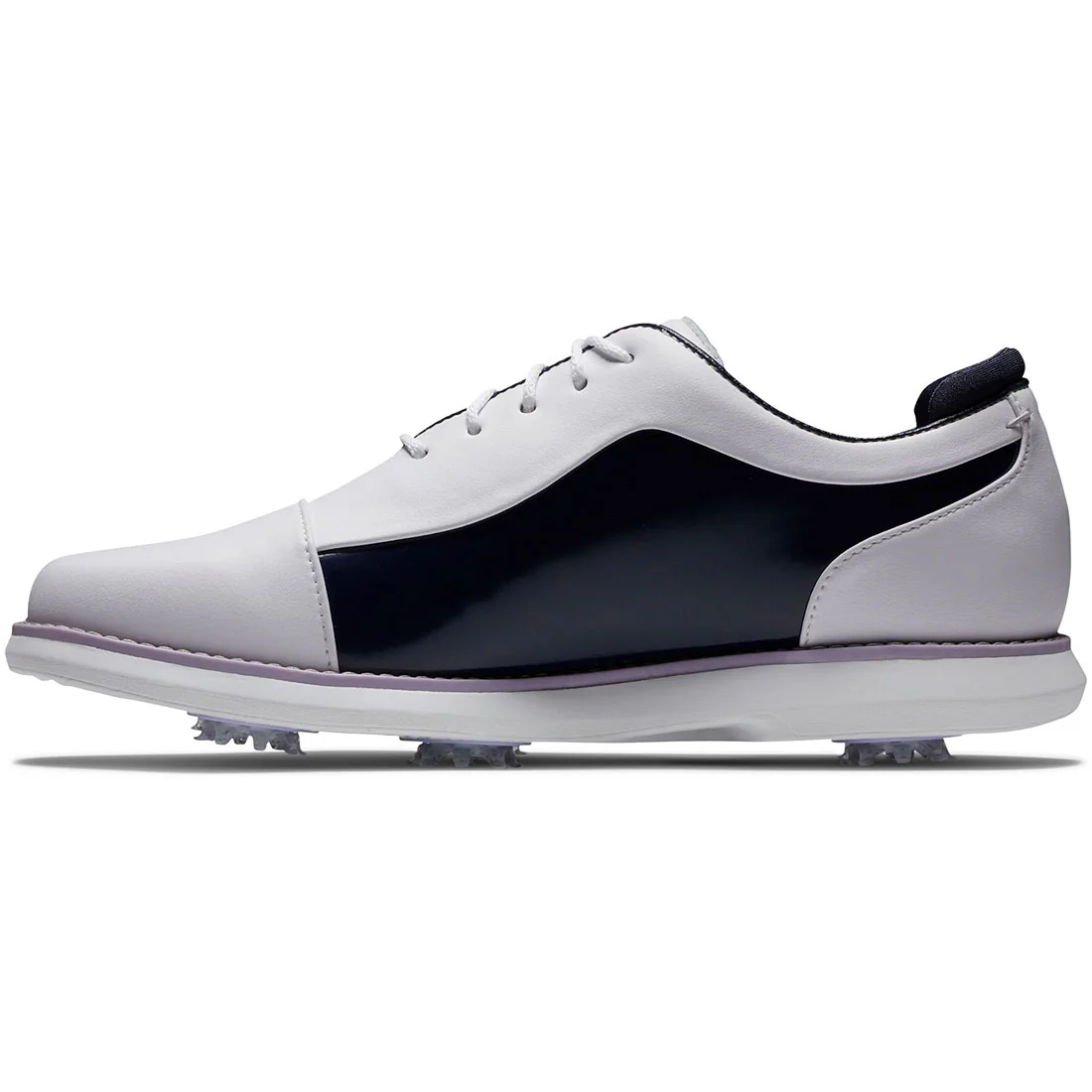 FootJoy Women's Traditions Cap Toe Golf Shoes White/Navy - Image 4