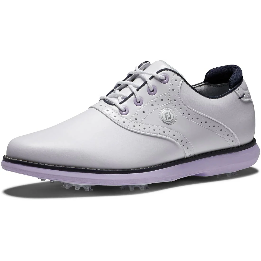 FootJoy Women's Traditions Saddle Golf Shoes White/Purple - Image 6