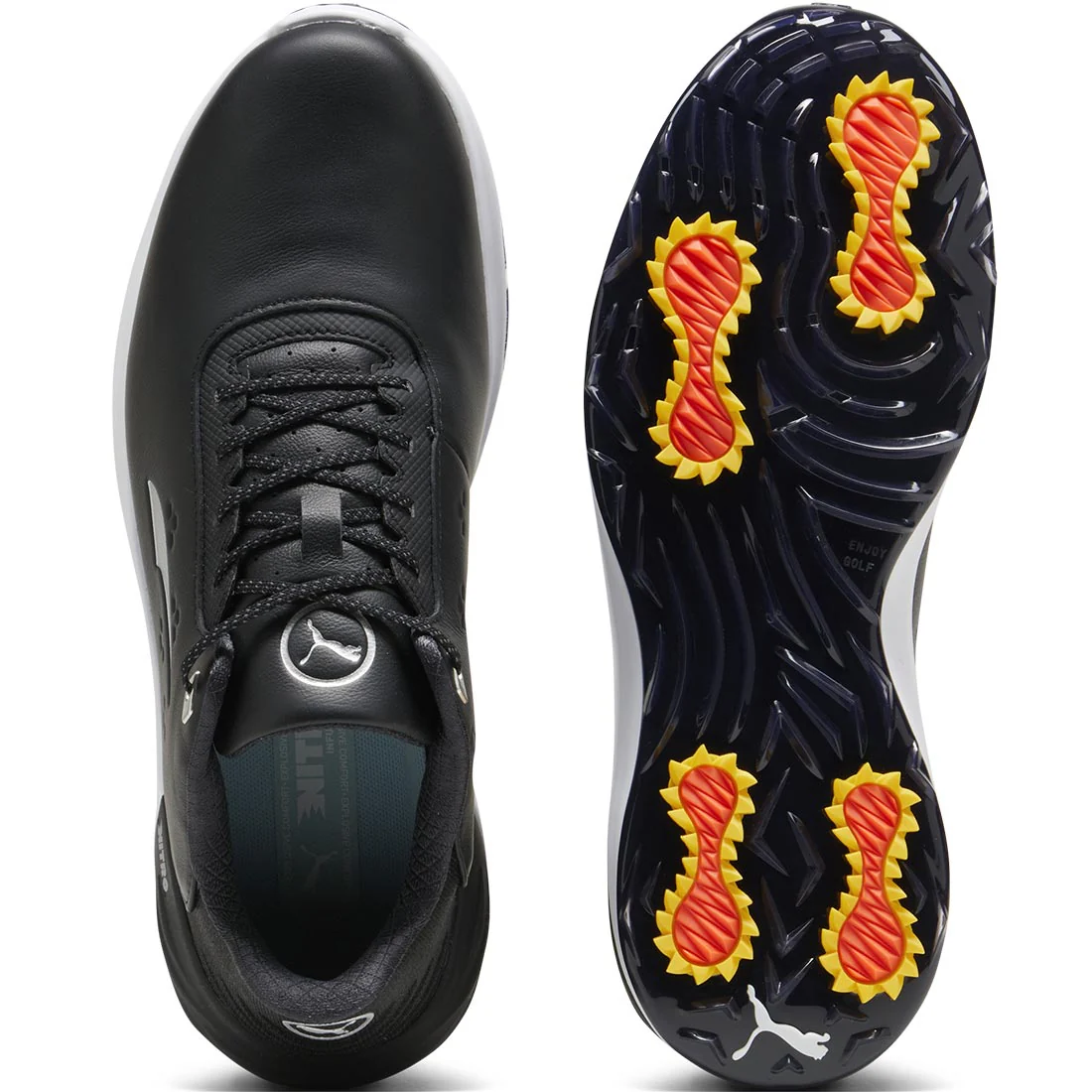 Puma PhantomCat Nitro Golf Shoes Black/Silver/Yellow Sizzle - Image 2