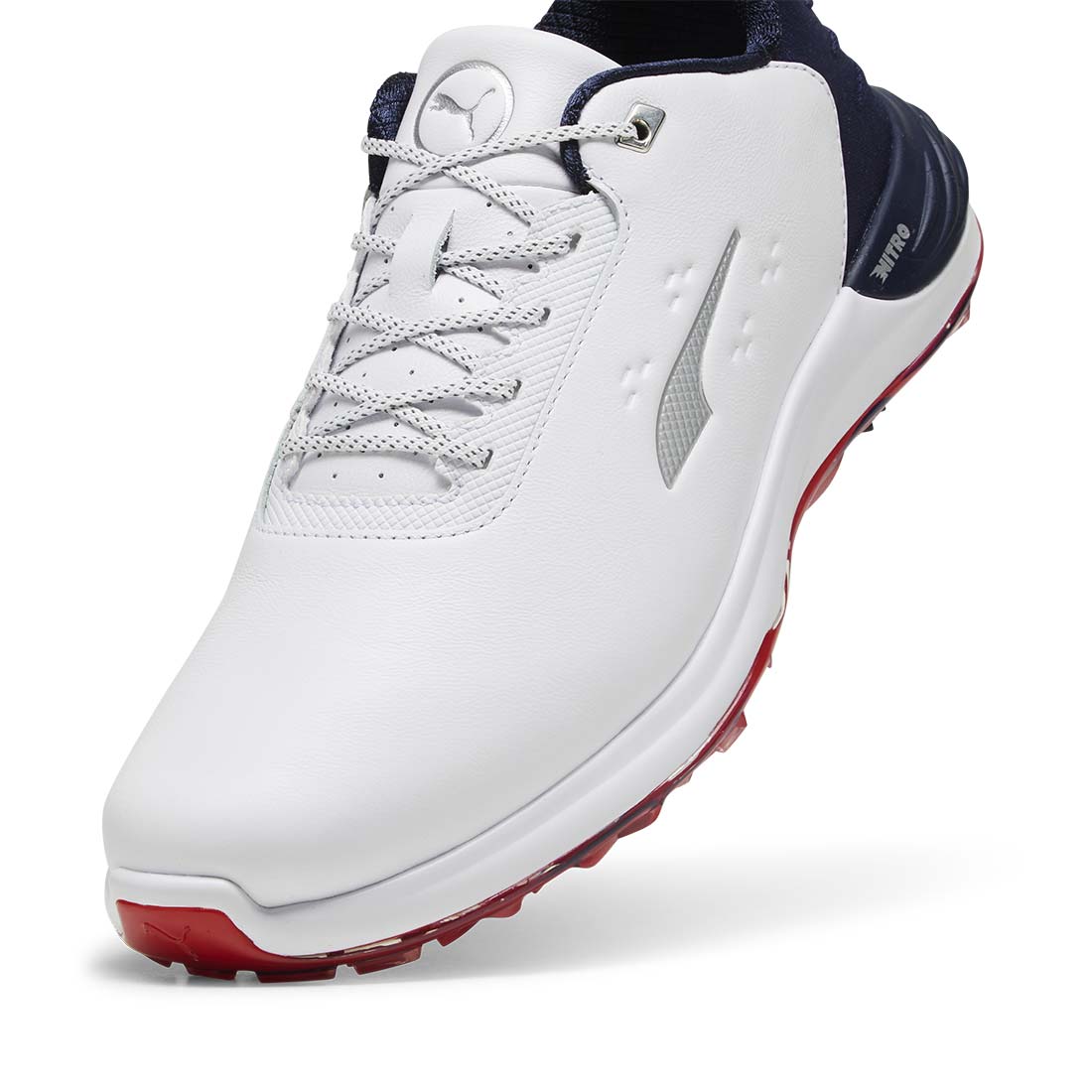 Puma PhantomCat Nitro Golf Shoes White/Deep Navy/For All Time Red - Image 3